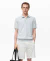 Mango Solid Cotton Polo Sweater In Blue