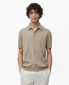Mango Solid Cotton Polo Sweater In Brown