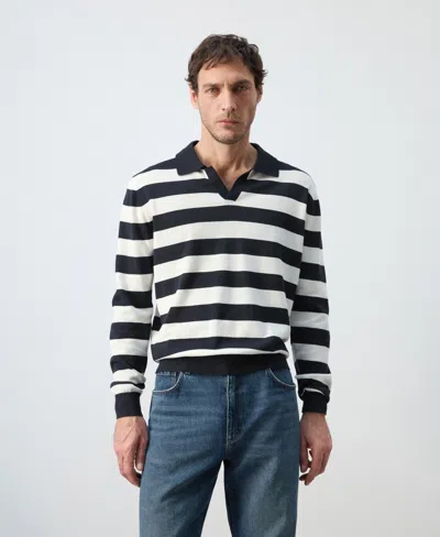 Mango Men's Cotton Fine Knit Polo Sweater In Black