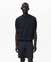 Mango Short Sleeve Cotton Crewneck Sweater In Blue