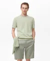 Mango Short Sleeve Cotton Crewneck Sweater In Green