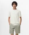Mango Short Sleeve Cotton Crewneck Sweater In White