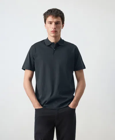 Mango 100% Cotton Fine-knit Polo Shirt Navy In Blue