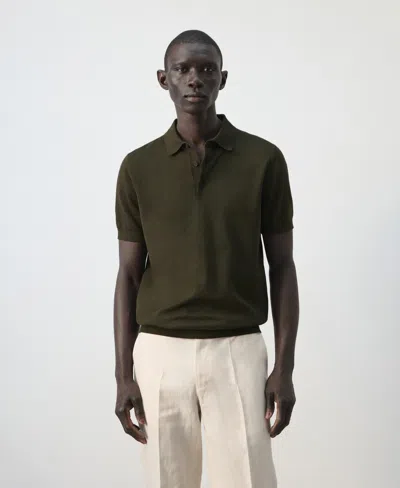 Mango Men's Cotton Fine-knit Polo Shirt In Green
