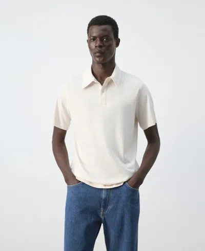 Mango Men's Cotton Fine-knit Polo Shirt In White