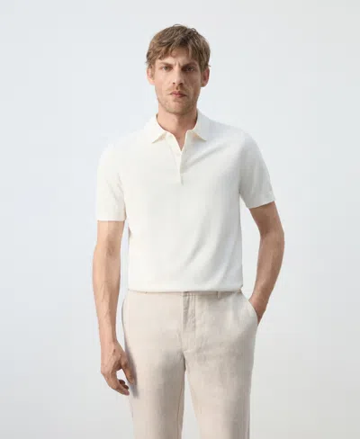 Mango Men's Cotton Fine-knit Polo Shirt In White