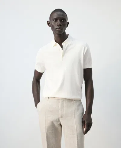 Mango 100% Cotton Fine-knit Polo Shirt Off White In Neutral
