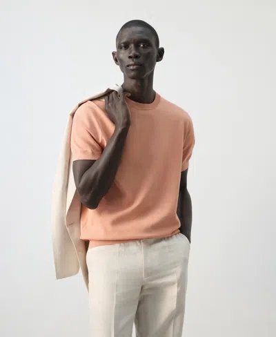 Mango Men's Cotton Fine-knit T-shirt In Pink