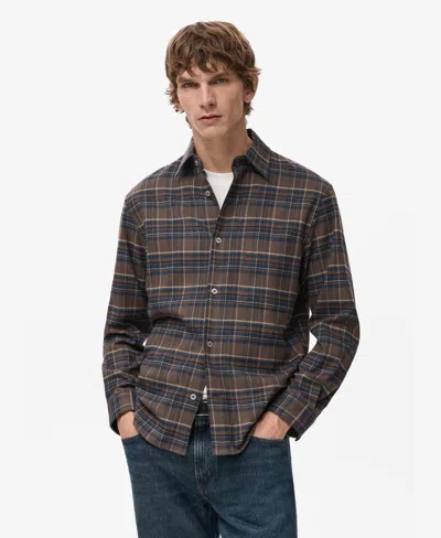 Mango Men's Cotton Flannel Checkered Shirt In Brown