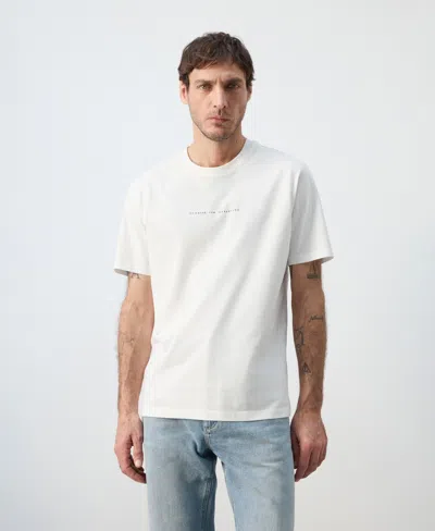 Mango Men's Cotton Graphic T-shirt In White