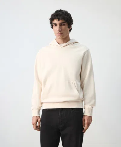 Mango Men's Cotton Hooded Sweatshirt In Sand