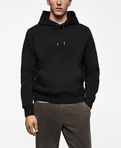 Mango Men's Cotton Kangaroo-hooded Sweatshirt In Black