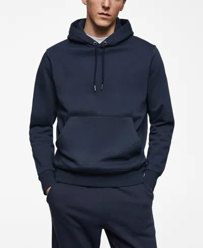 Mango Men's Cotton Kangaroo-hooded Sweatshirt In Navy