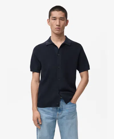 Mango Men's Cotton Knit Shirt In Blue