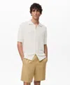 Mango Short Sleeve Knit Button-up Shirt In White