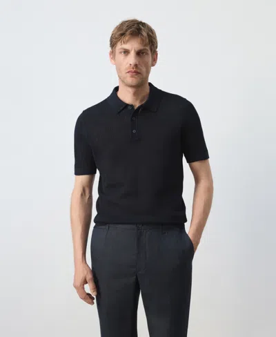 Mango Men's Cotton Knitted Polo Shirt In Blue
