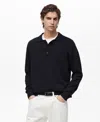 Mango Long Sleeve Polo Sweater In Night Blue