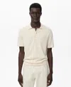 Mango Cotton Blend Knit Polo In White