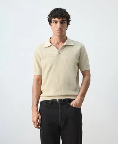 Mango Men's Cotton Knitted Structure Polo Shirt In Neutral