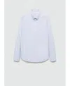 Mango Slim Fit Pinstripe Stretch Cotton Button-up Shirt In Dark Navy