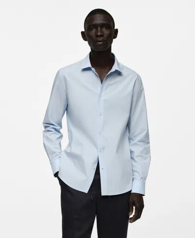 Mango Men's Cotton Long-sleeved Shirt In Sky Blue