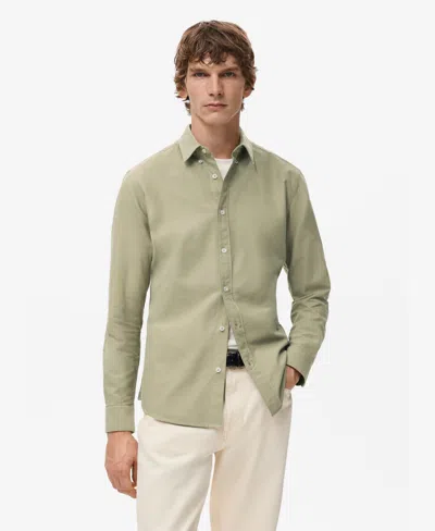 Mango Men's Cotton Oxford Shirt In Green