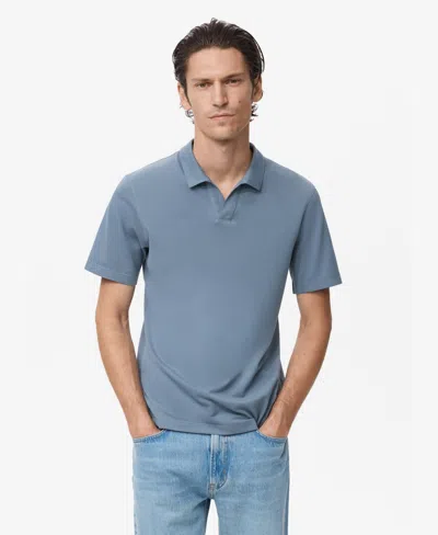 Mango Men's Cotton Pique Polo Shirt In Blue