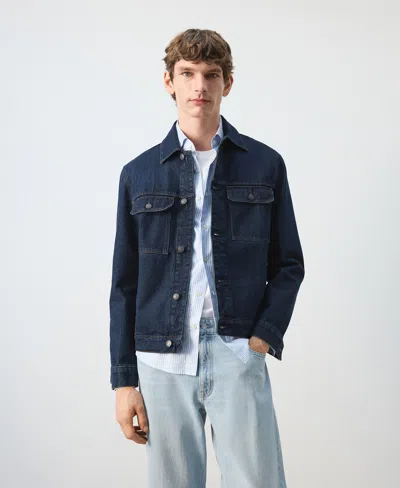 Mango Men's Cotton Pockets Denim Jacket In Blue
