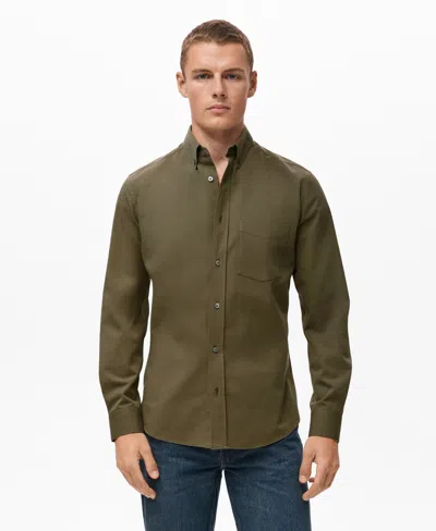 Mango Men's Cotton Regular Fit Pocket Shirt In Green