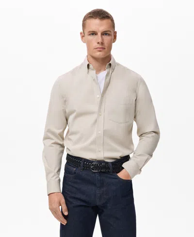 Mango Men's Cotton Regular Fit Pocket Shirt In Neutral