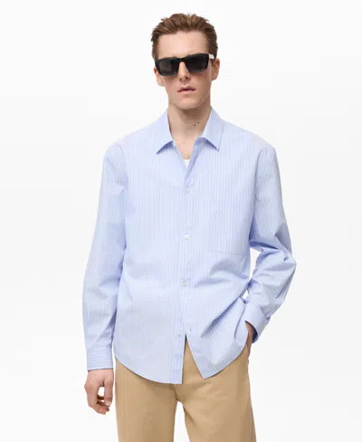 Mango Men's Cotton Regular-fit Striped Shirt In Blue