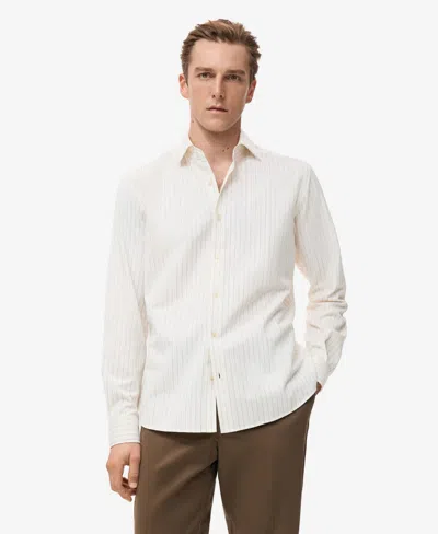 Mango Men's Cotton Regular-fit Striped Shirt In Neutral