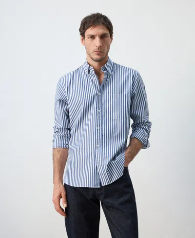 Mango Men's Cotton Regular-fit Striped Shirt In Blue