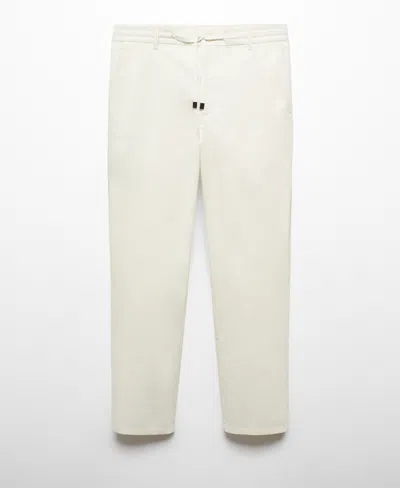 Mango Men's Cotton Seersucker Drawstring Pants In Off White