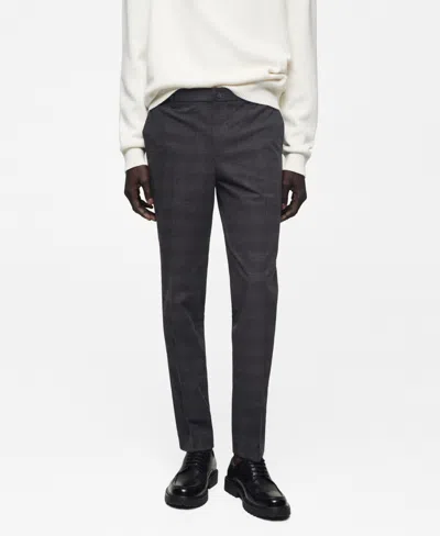 Mango Men's Cotton Slim-fit Check Pants In Dark Heather Gray