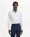 Mango Slim Fit Cotton Herringbone Suit Button-up Shirt In White