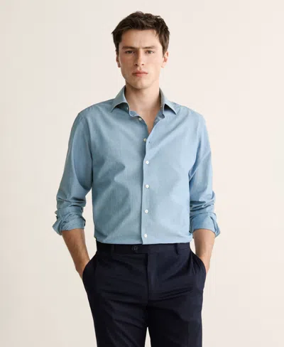 Mango Men's Cotton Slim Fit Shirt In Blue