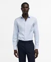 Mango Slim Fit Stripe Button-up Shirt With Contrast Collar In White