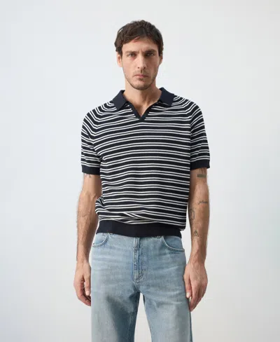 Mango Men's Cotton Striped Knit Polo Shirt In Black