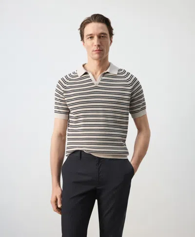 Mango Men's Cotton Striped Knit Polo Shirt In Neutral