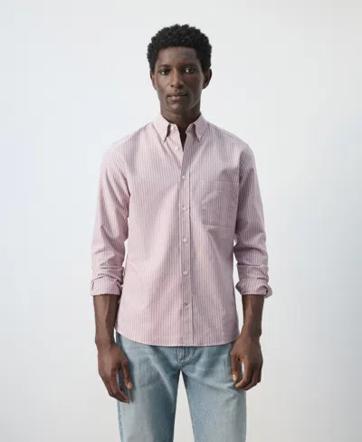 Mango Men's Cotton Striped Regular-fit Oxford Shirt In Neutral