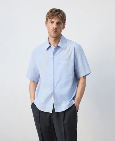 Mango Men's Cotton Striped Shirt In Blue