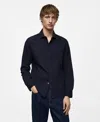Mango Slim Fit Cotton Button-up Shirt In Dark Navy