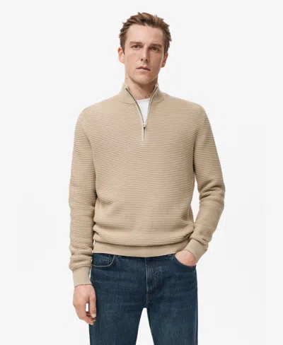 Mango Men's Cotton Structured Sweater In Brown