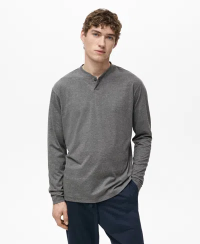 Mango Men's Cotton T-shirt And Pant Pajama Set In Gray