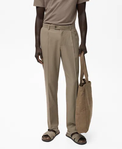 Mango Men's Cotton Tapered Crop Pants In Brown