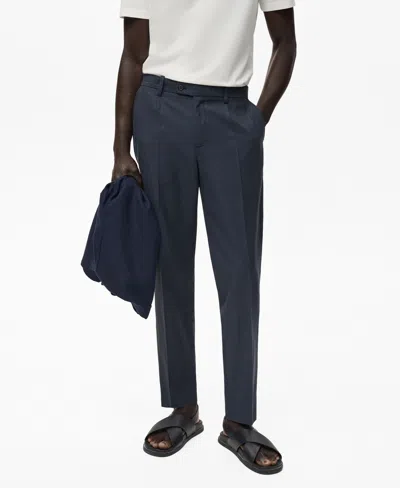 Mango Men's Cotton Tapered Crop Pants In Navy