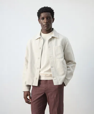 Mango Men's Cotton-linen Denim Jacket In White