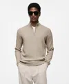 Mango Perkins Half Zip Sweater In Beige