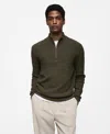 Mango Perkins Half Zip Sweater In Khaki
